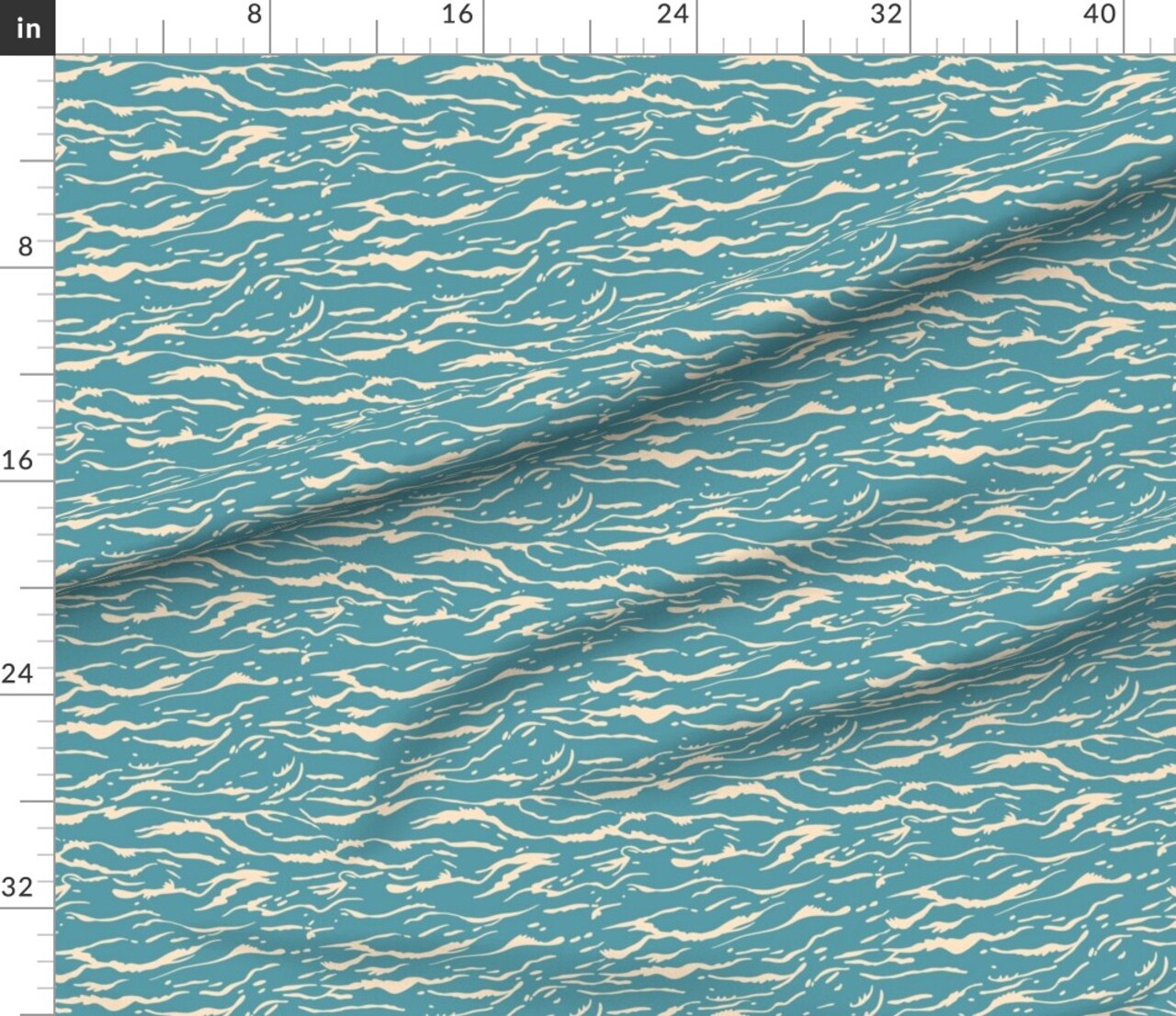 Turquoise Waves Teal Blue Coastal Beach Water Tropical Summer Vacation Custom Printed Fabric by Spoonflower Various Fabrics by the Yard or Fat Quarter